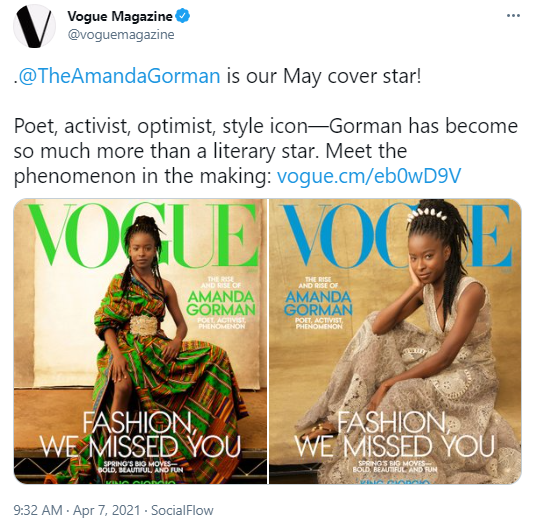 Amanda Gorman Vogue tweet